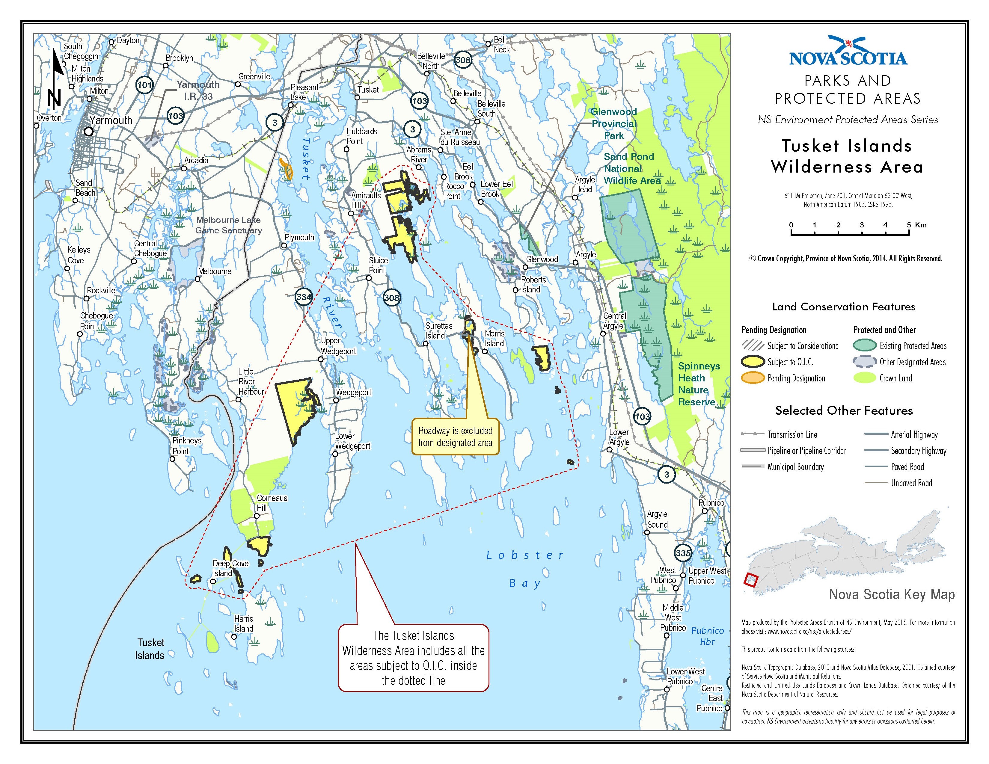Approximate boundaries of Tusket Islands Wilderness Area